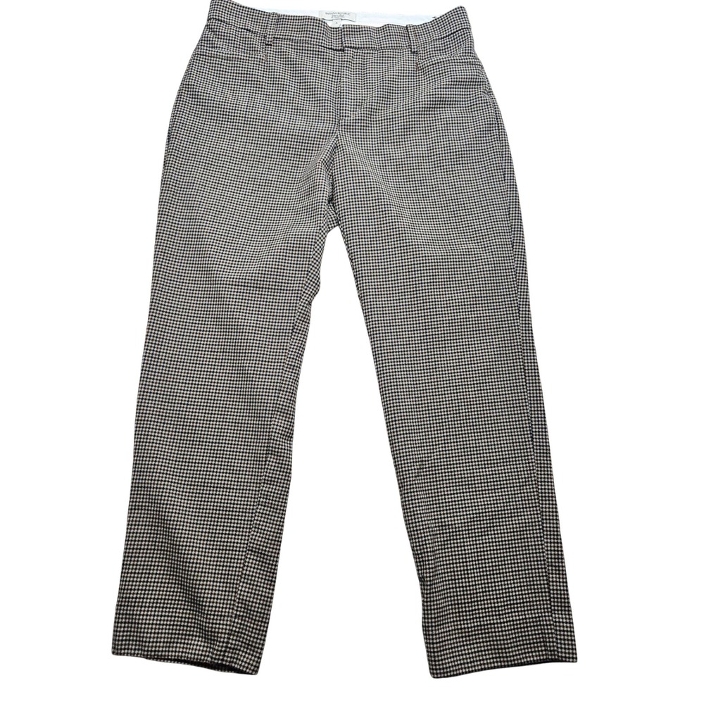 Banana Republic Italian Fabric Houndstooth Slim Leg Pants Brown Black Size 6